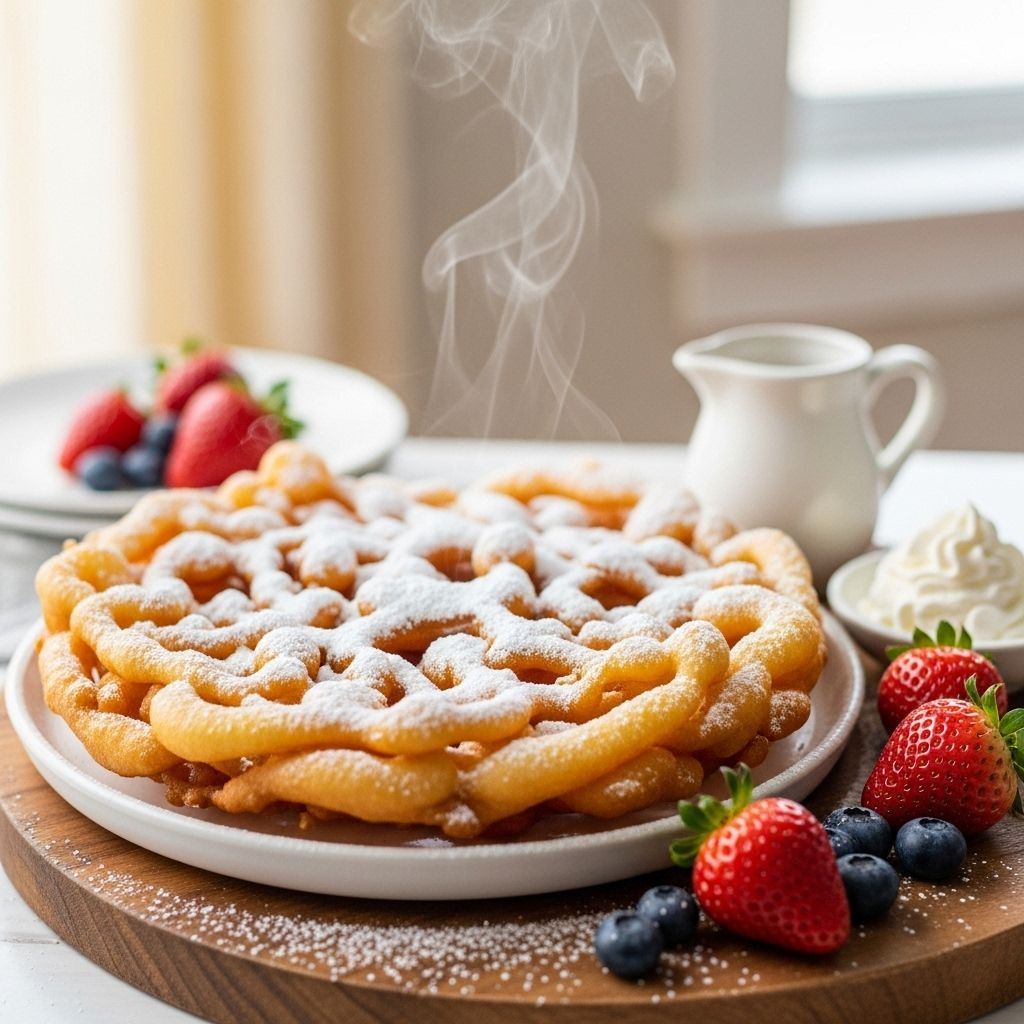 Master the art of making crispy, golden funnel cake at home with this simple, foolproof recipe.