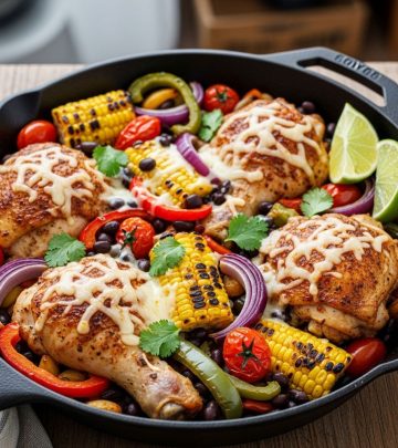 A vibrant, one-pan Tex-Mex chicken dinner with rice, beans, corn, and zesty spices—perfect for busy families.