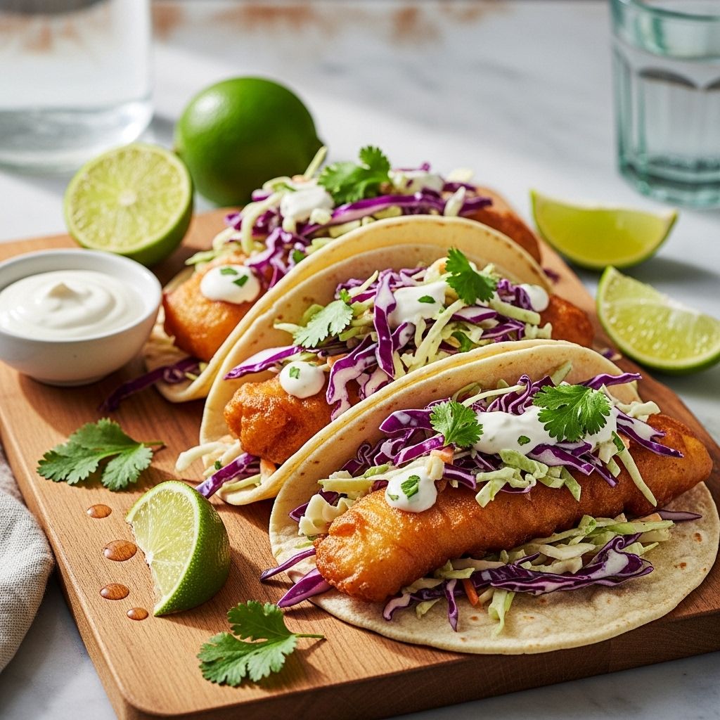 Fish Tacos with Quick Cabbage Slaw: A Fresh and Flavorful Meal Discover the vibrant taste of homemade fish tacos paired with a crunchy, refreshing cabbage slaw—an easy, delicious meal for any occasion.