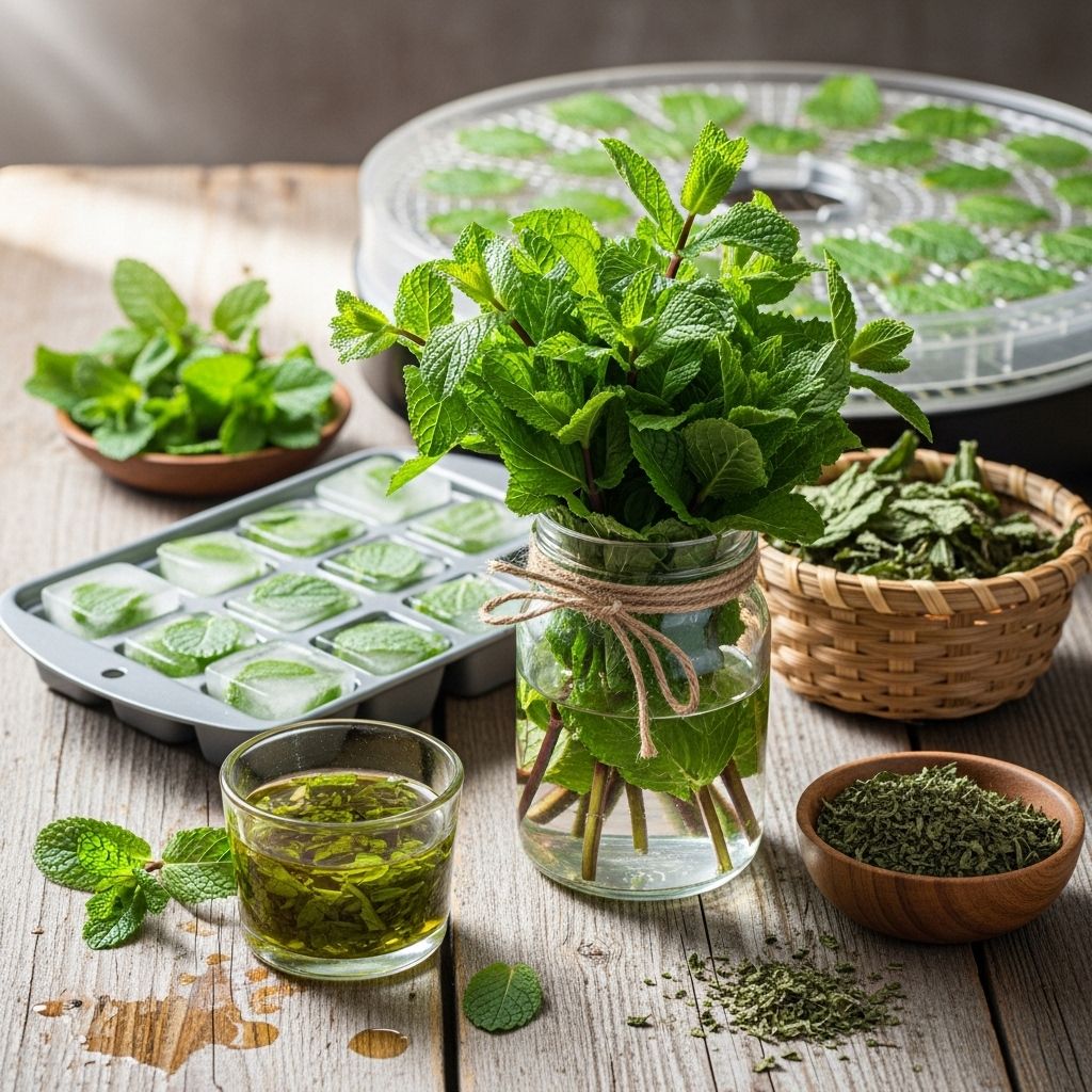 Master essential techniques for storing, drying, and freezing mint to enjoy its flavor long after harvest.