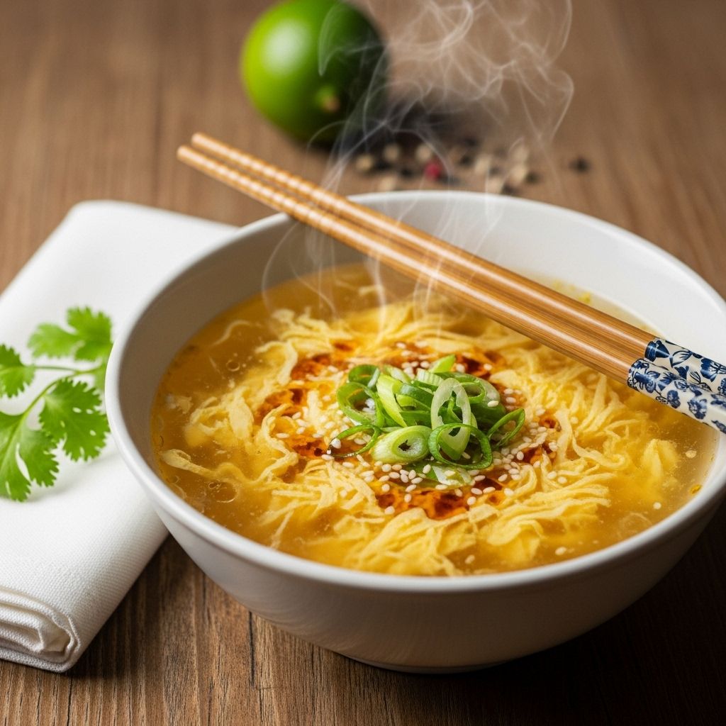 Discover the secrets to making classic, silky egg drop soup in your kitchen with simple ingredients and easy steps.