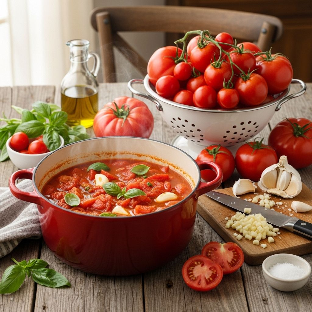 Discover the easiest and most flavorful fresh tomato sauce—no peeling or blanching required, just oven-roasted goodness in under an hour.