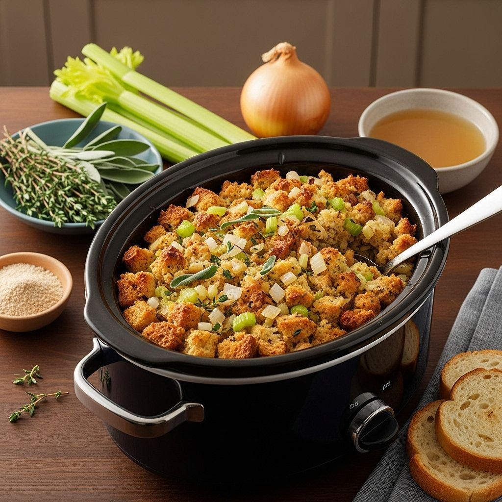 How to Make Classic Stuffing in a Slow Cooker Master the art of hands-off, flavor-packed stuffing using your slow cooker, perfect for holiday meals or any comforting feast.