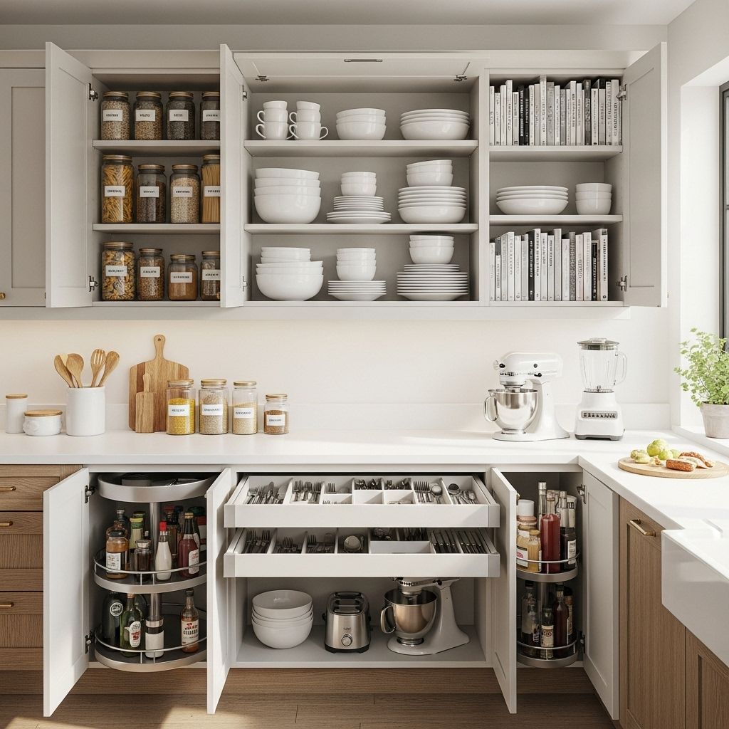 Unlock the secrets to a clutter-free kitchen by organizing your cabinets in a way that maximizes space, utility, and peace of mind.