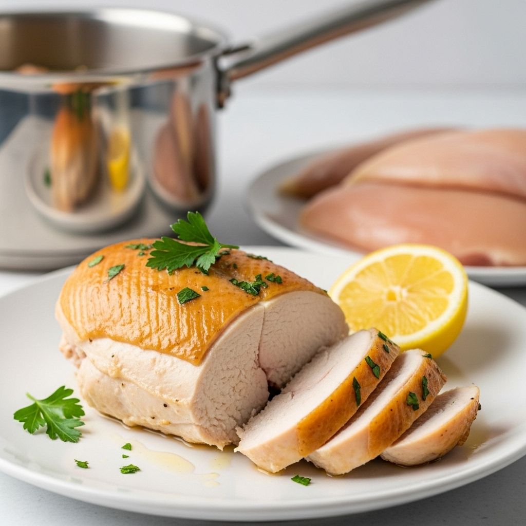 Master the gentle art of poaching chicken for tender, moist results, perfect for salads, sandwiches, and quick meals.