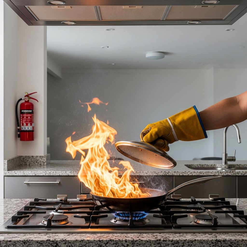 Expert guidance on putting out small kitchen fires, preventing injuries, and making your cooking space safer for everyone.