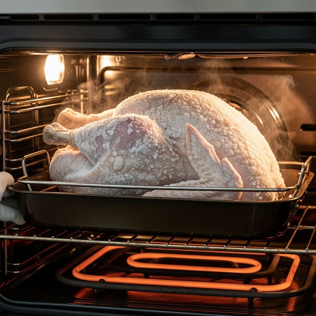 Turn a fully frozen turkey into a perfectly juicy Thanksgiving centerpiece—no thawing or brining required.