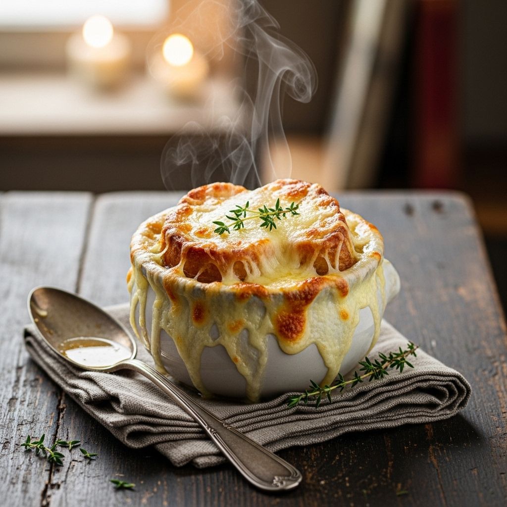 Discover how to make Ina Garten’s iconic French Onion Soup, featuring caramelized onions, rich broth, and bubbling cheese toppings.