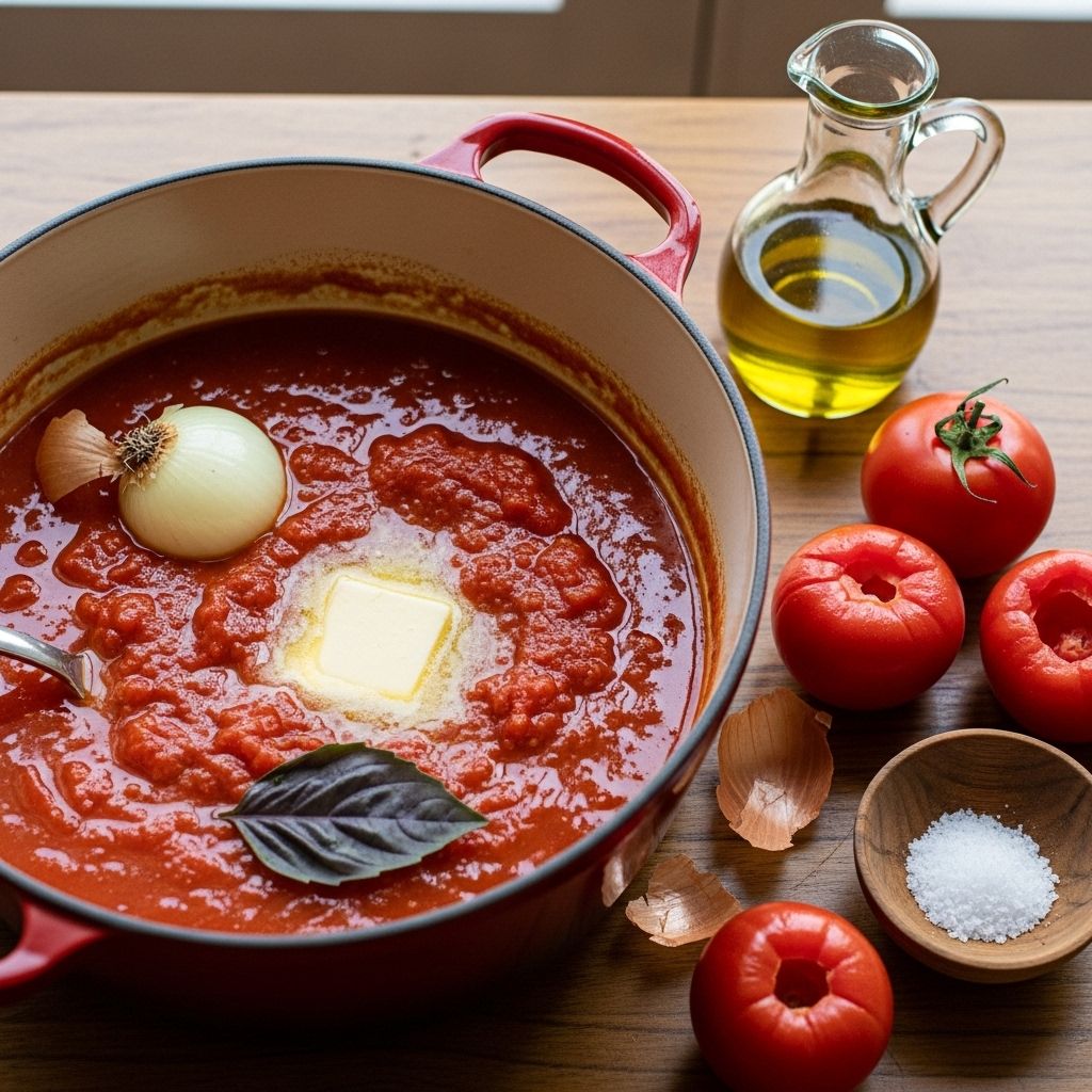 Marcella Hazan’s Four-Ingredient Tomato Sauce: A Simple Classic Discover the legendary tomato sauce recipe that transformed home cooking with just four simple ingredients.