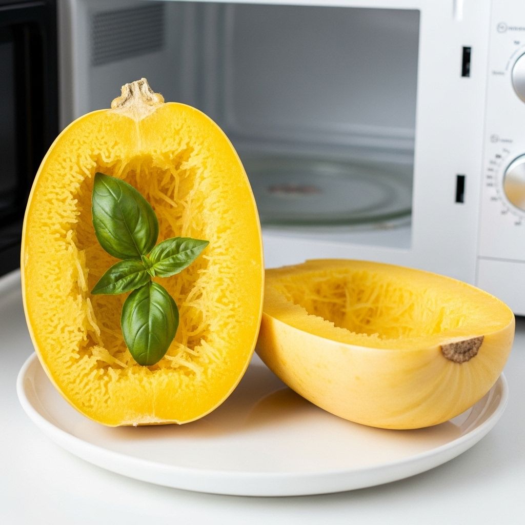 Effortlessly cook spaghetti squash in the microwave for a delicious and healthy meal.