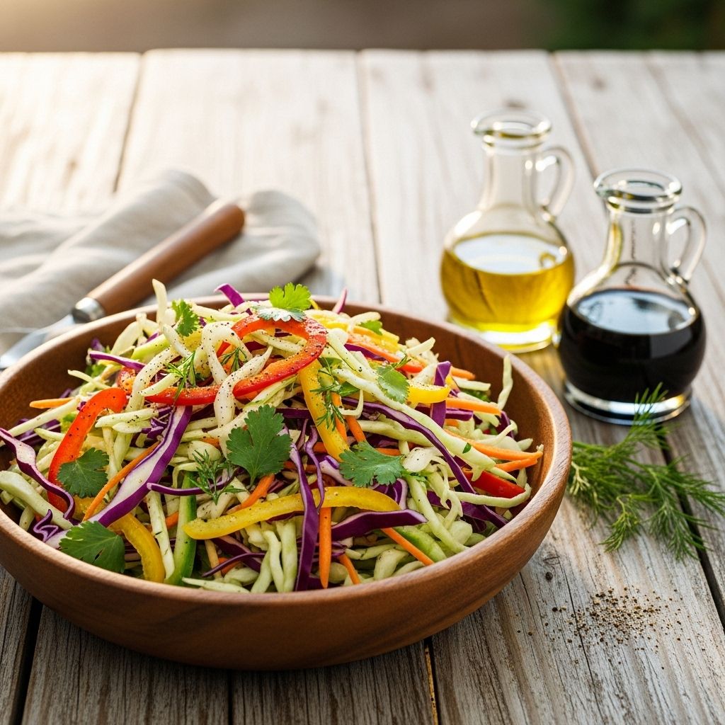 Oil and Vinegar Slaw: A Crisp, Refreshing Side Dish for All Occasions Discover the art of preparing classic oil and vinegar slaw, a fresh and tangy alternative to mayo-based coleslaw.