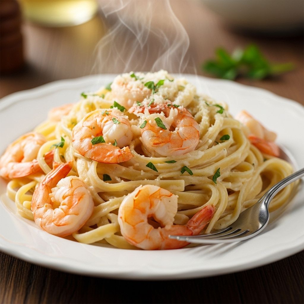 Classic Shrimp Fettuccine Alfredo Recipe | Food Network Kitchen Creamy, quick, and satisfying—master shrimp fettuccine alfredo at home with this foolproof, restaurant-quality recipe.