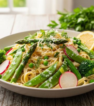Celebrate the vibrant flavors of spring with a creamy, vegetable-packed fettuccine Alfredo perfect for weeknights or entertaining.
