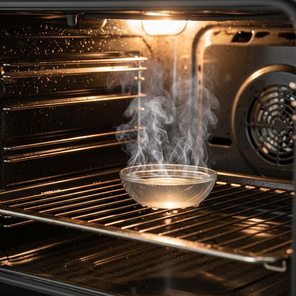 Effortlessly remove grime and odors from your oven using the power of steam, vinegar, and water with this expert step-by-step guide.
