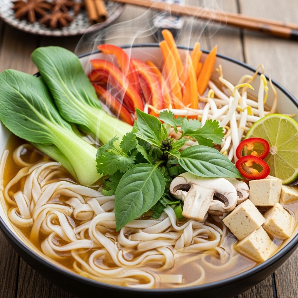 Experience the rich flavors of Vietnam with this easy vegetarian pho recipe, perfect for a comforting meal.
