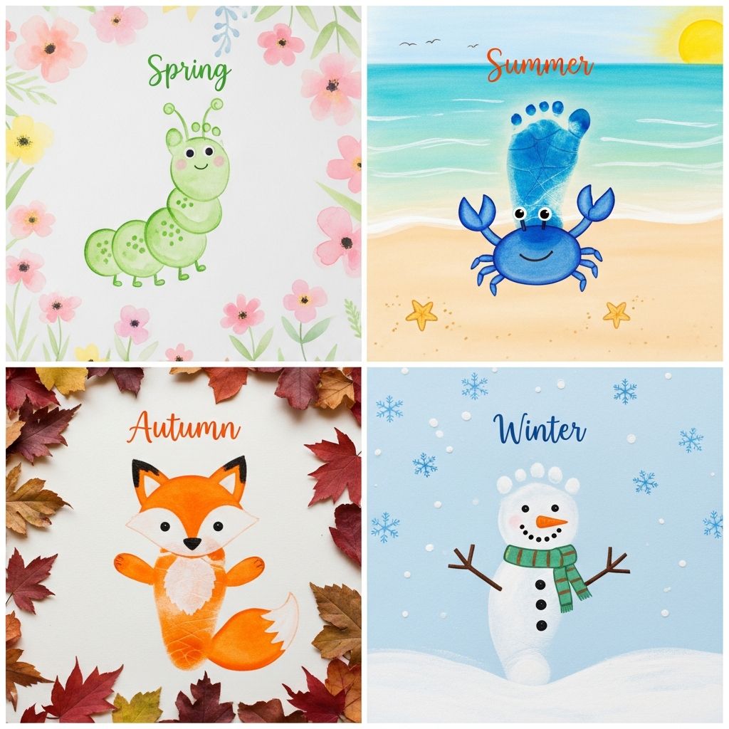 Baby Footprint Art Project Ideas for All Seasons Creative and seasonal baby footprint art projects perfect for keepsakes and gifts.