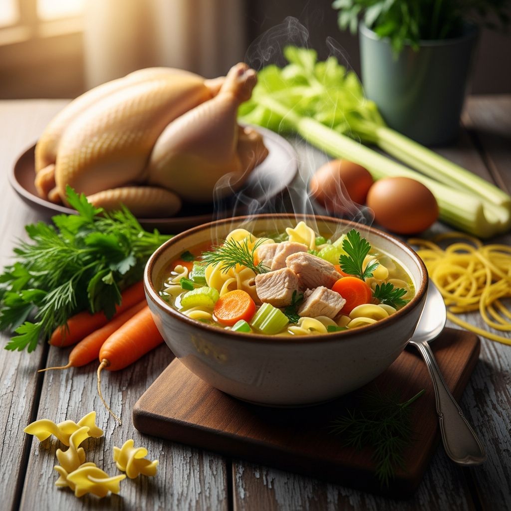 Learn how to make classic, comforting chicken noodle soup with rich broth, tender chicken, and perfectly cooked noodles.