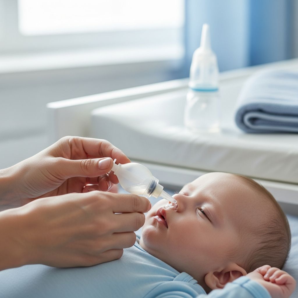 A comprehensive guide to clearing your baby’s stuffy nose using a bulb syringe or nasal aspirator, from preparation to cleaning and safety.