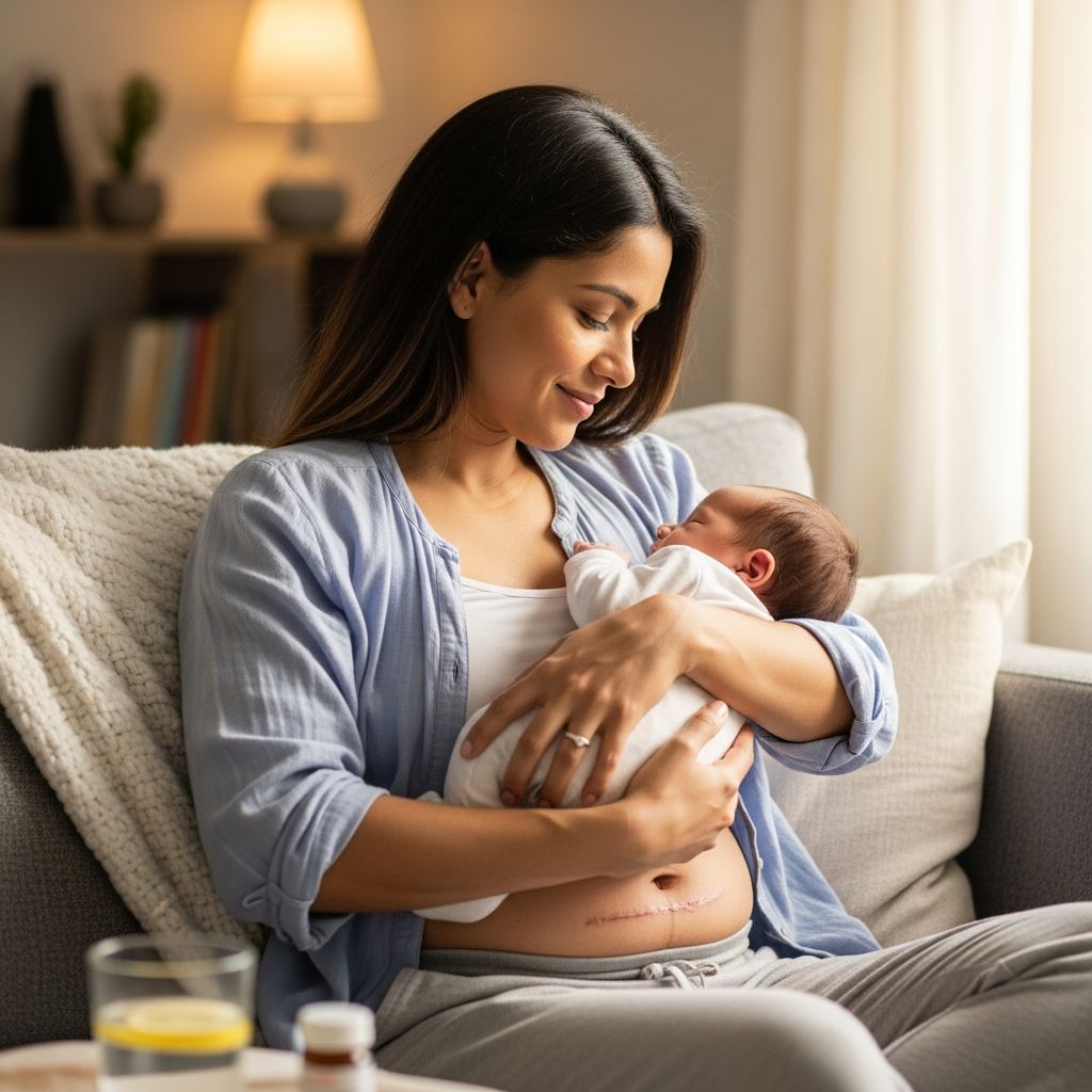 Comprehensive guidance on physical, emotional, and practical aspects of cesarean birth recovery, from hospital care to at-home healing.