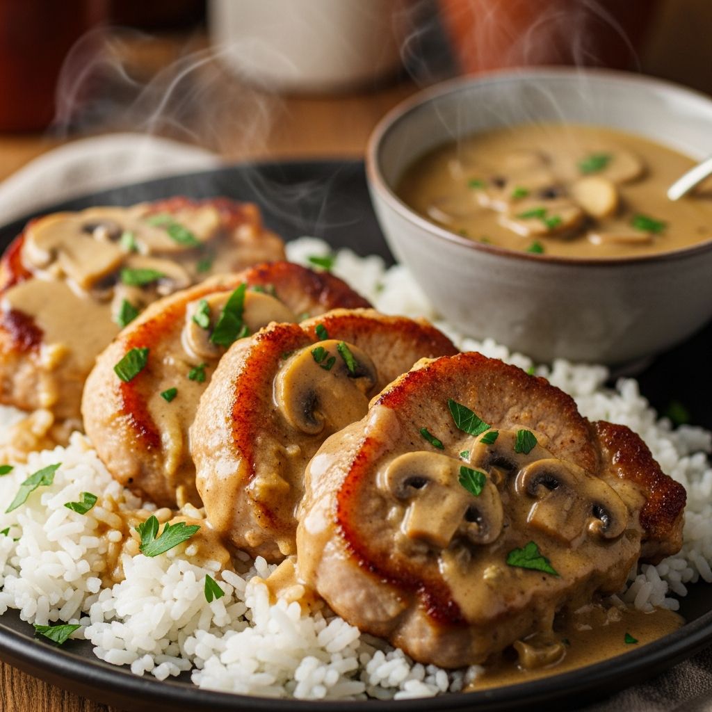 Campbell’s Golden Mushroom Soup Pork Chops: Classic Comfort Made Easy Discover the timeless comfort of tender pork chops simmered in Campbell’s golden mushroom soup, a homestyle favorite for weeknight meals.