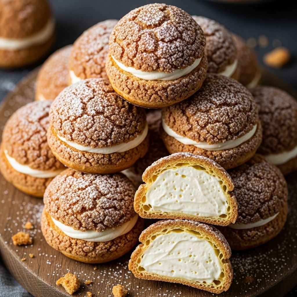 Discover the technique and joy of crafting choux au craquelin: crisp, crackly-topped cream puffs filled with luscious cream.
