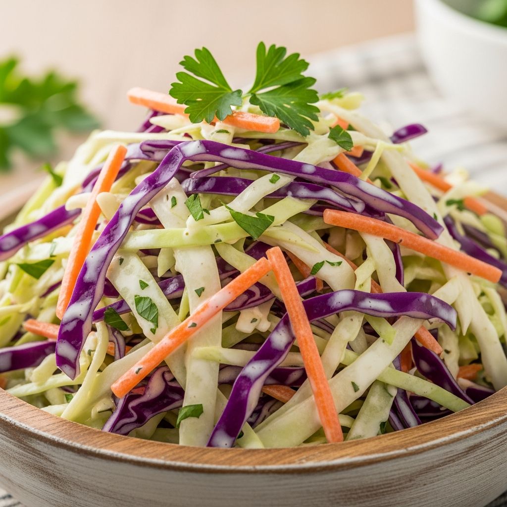 A comprehensive guide to making crunchy, creamy coleslaw with the perfect balance of flavor for BBQs, potlucks, and everyday meals.