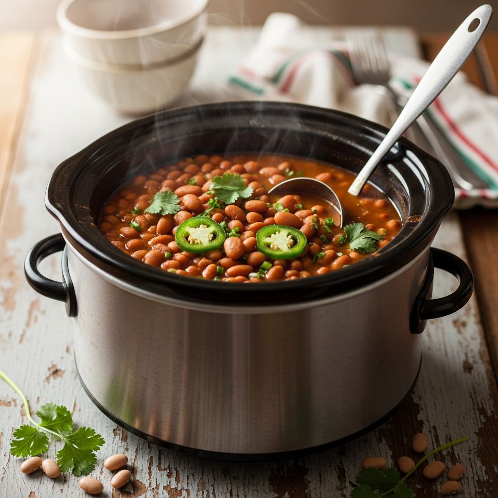 Discover the ultimate guide to making tender, hearty, and delicious crock pot pinto beans in your slow cooker—no soaking required.