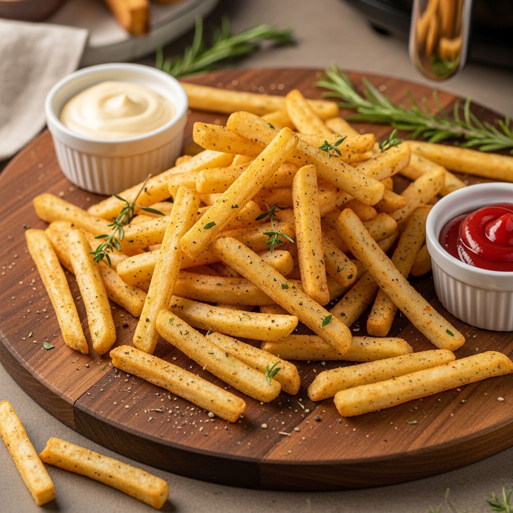 Discover how to make ultra-crispy, perfectly seasoned French fries in your air fryer using minimal oil for a delicious, healthier twist on a classic favorite.