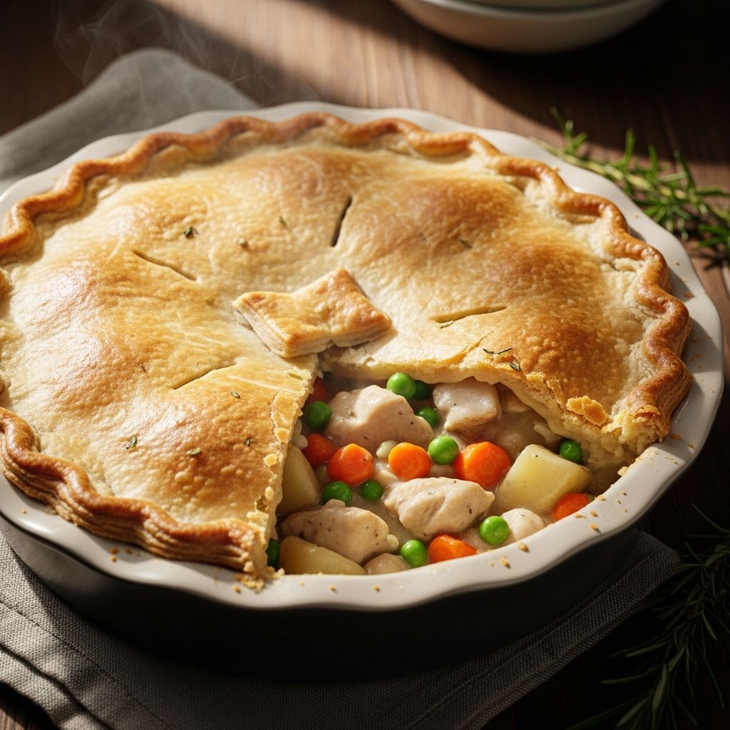 Discover a beloved family dinner: creamy chicken, mixed veggies, and golden pie crust in the classic Pillsbury Chicken Pot Pie recipe.
