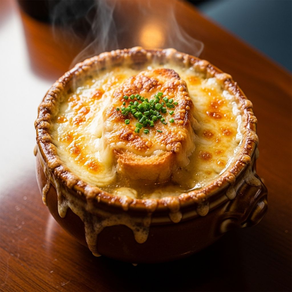 Rediscover the iconic French onion soup from St. Louis’ Famous Barr—a time-honored classic, perfect for a cozy meal.
