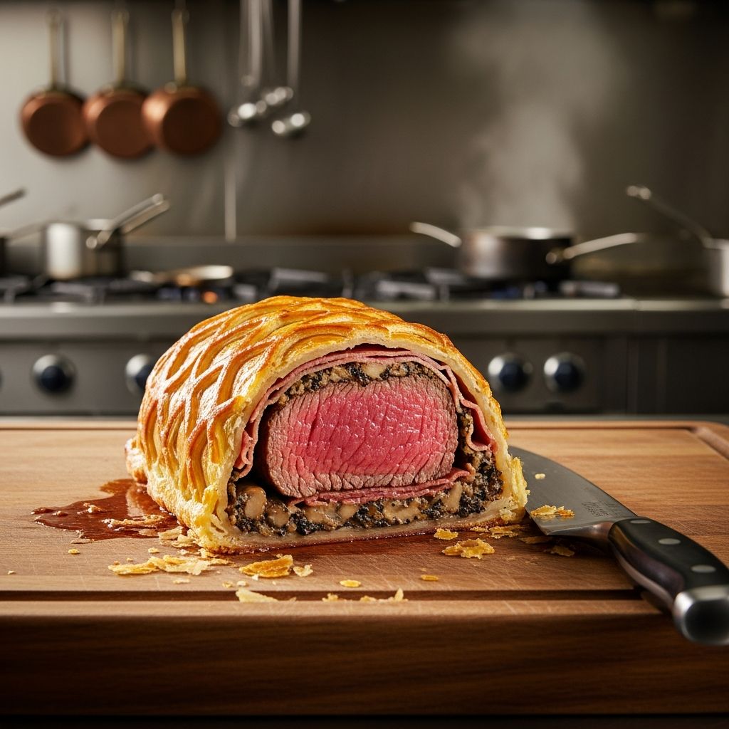 Master the classic Hell’s Kitchen Beef Wellington with this in-depth guide covering every step, technique, ingredient, and secret for the perfect result.