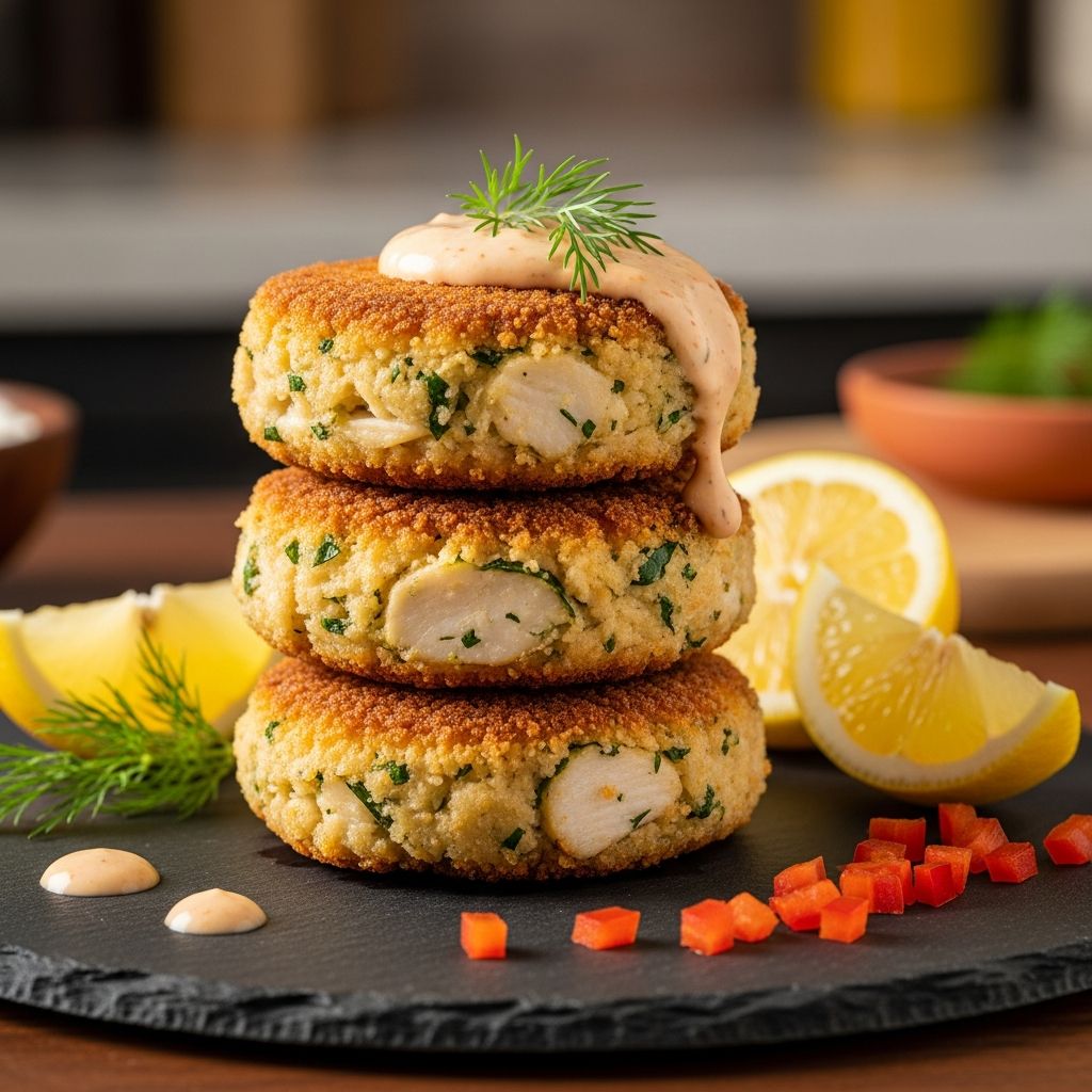A step-by-step guide to crafting perfect crab cakes at home, from prepping fresh crab to pan-frying golden patties and serving with classic tartar sauce.