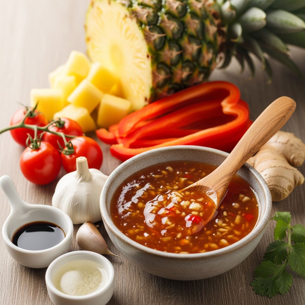 Brighten up your favorite dishes with this easy homemade sweet and sour sauce—packed with tangy pineapple, a hint of sweetness, and irresistible umami.