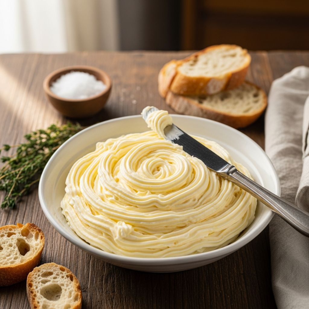 Experience the luscious, spreadable luxury of homemade whipped butter—perfect for breads, breakfast, and creative flavorings.
