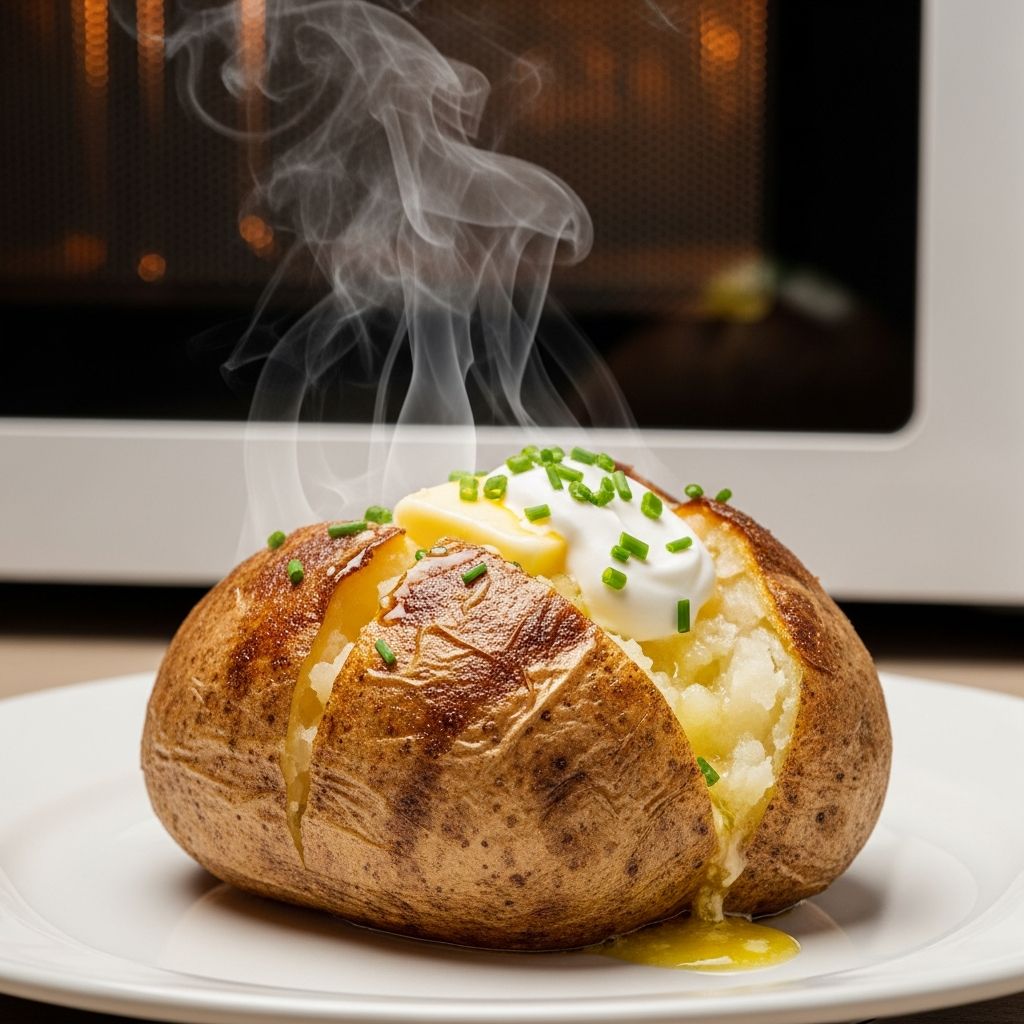 Enjoy a quick, fluffy baked potato in under 10 minutes using your microwave—no oven required.