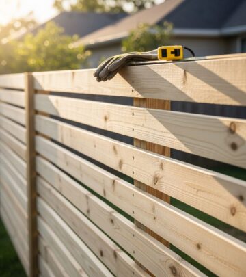 Transform your outdoor space with a modern, budget-friendly slat wood privacy fence using this comprehensive DIY guide.