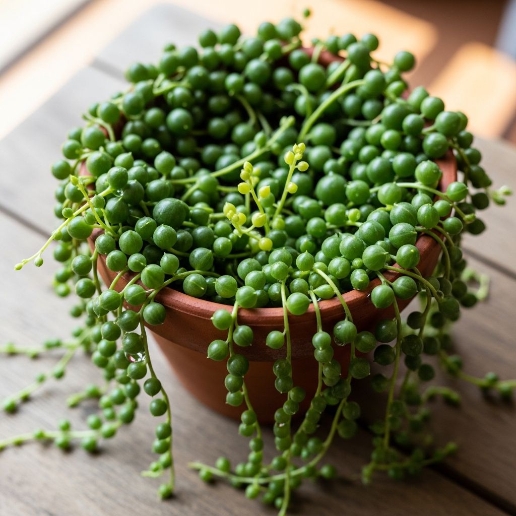 Everything you need to know to successfully grow, maintain, and enjoy String of Pearls (Senecio rowleyanus) as a thriving indoor or outdoor succulent.