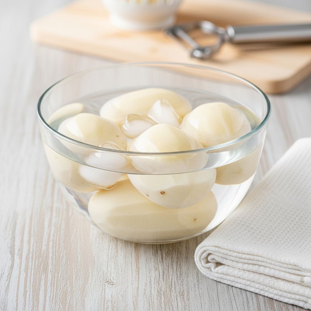 Master storing peeled potatoes with simple tips to keep them fresh, crisp, and free from browning before cooking.