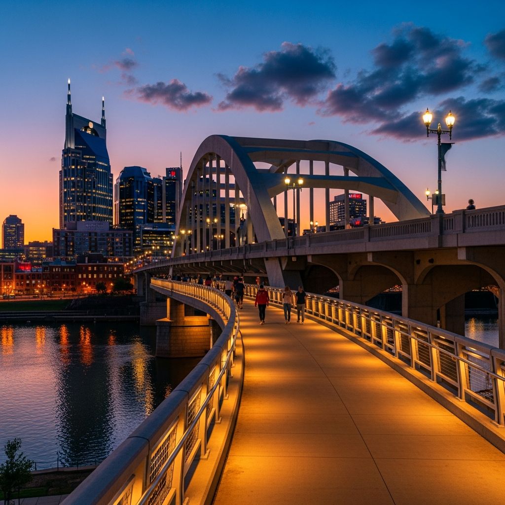Explore Nashville’s historic pedestrian bridge for spectacular city views, architectural marvels, and a gateway to the vibrant heart of Music City.
