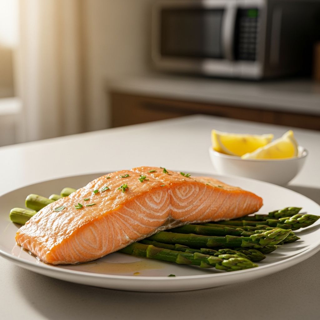 Discover effortless salmon perfection with this microwave method—moist, tender fillets in minutes using minimal prep.