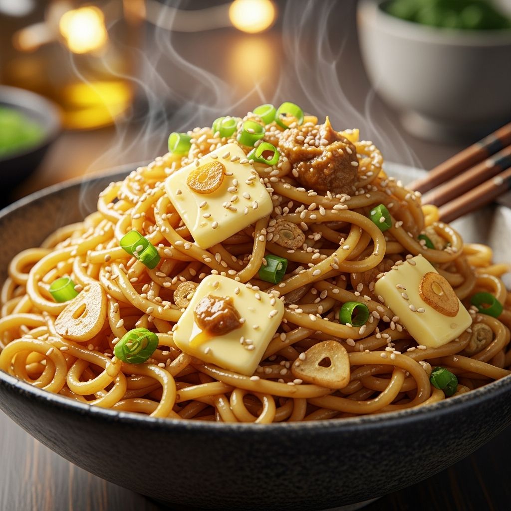 An irresistible fusion of miso and garlic transforms simple butter noodles into an umami-packed, restaurant-worthy meal.