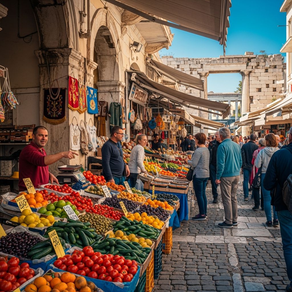 Explore Athens' vibrant markets, where culture, culinary delights, and local craftsmanship come alive under the Acropolis and beyond.