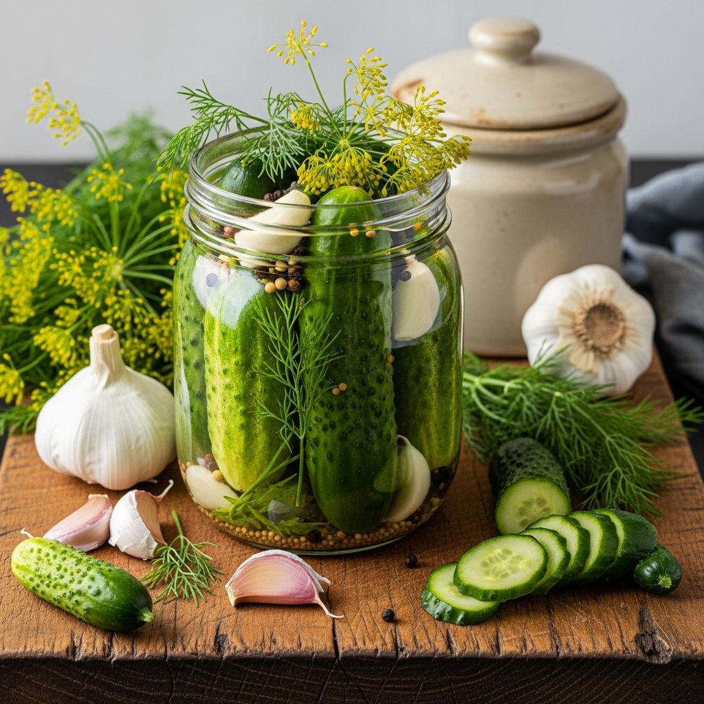 Unlock the secrets of crisp, probiotic-rich dill pickles made with just salt, fresh herbs, and time—no vinegar required.
