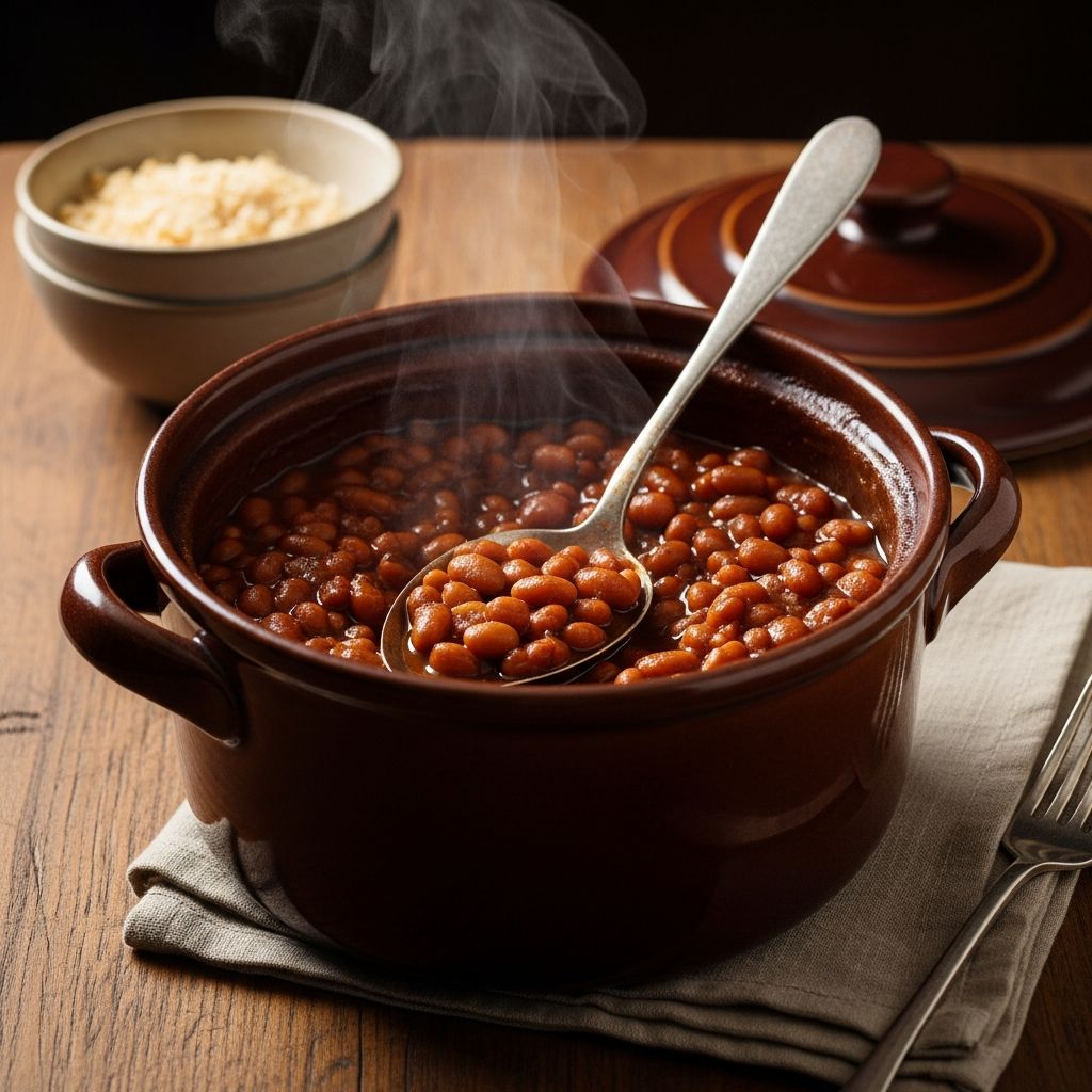 Discover the rich heritage and comforting flavors of classic bean pot baked beans—a time-honored side perfect for any table.