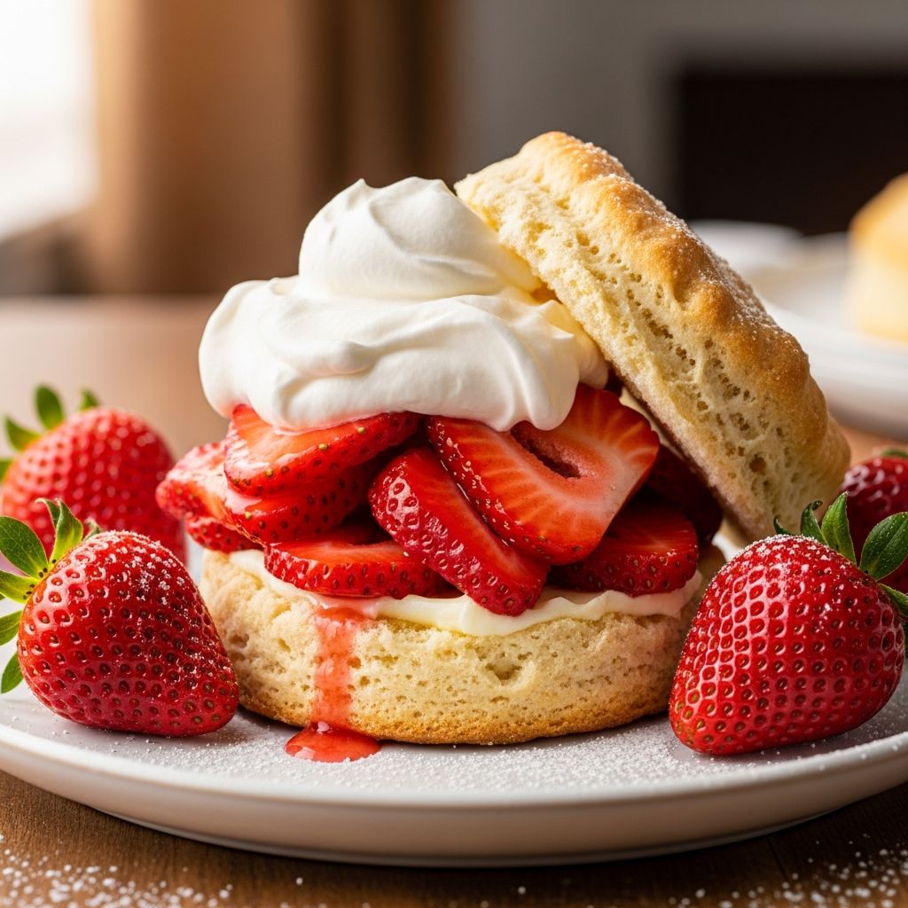 Discover a quick and delightful summer treat with Bisquick strawberry shortcakes—layers of tender biscuits, fresh strawberries, and homemade whipped cream.