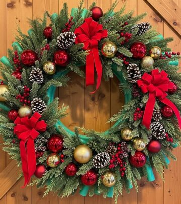 Transform pool noodles into an eye-catching oversized Christmas wreath for your favorite festive spot—easy to make, easy to store.