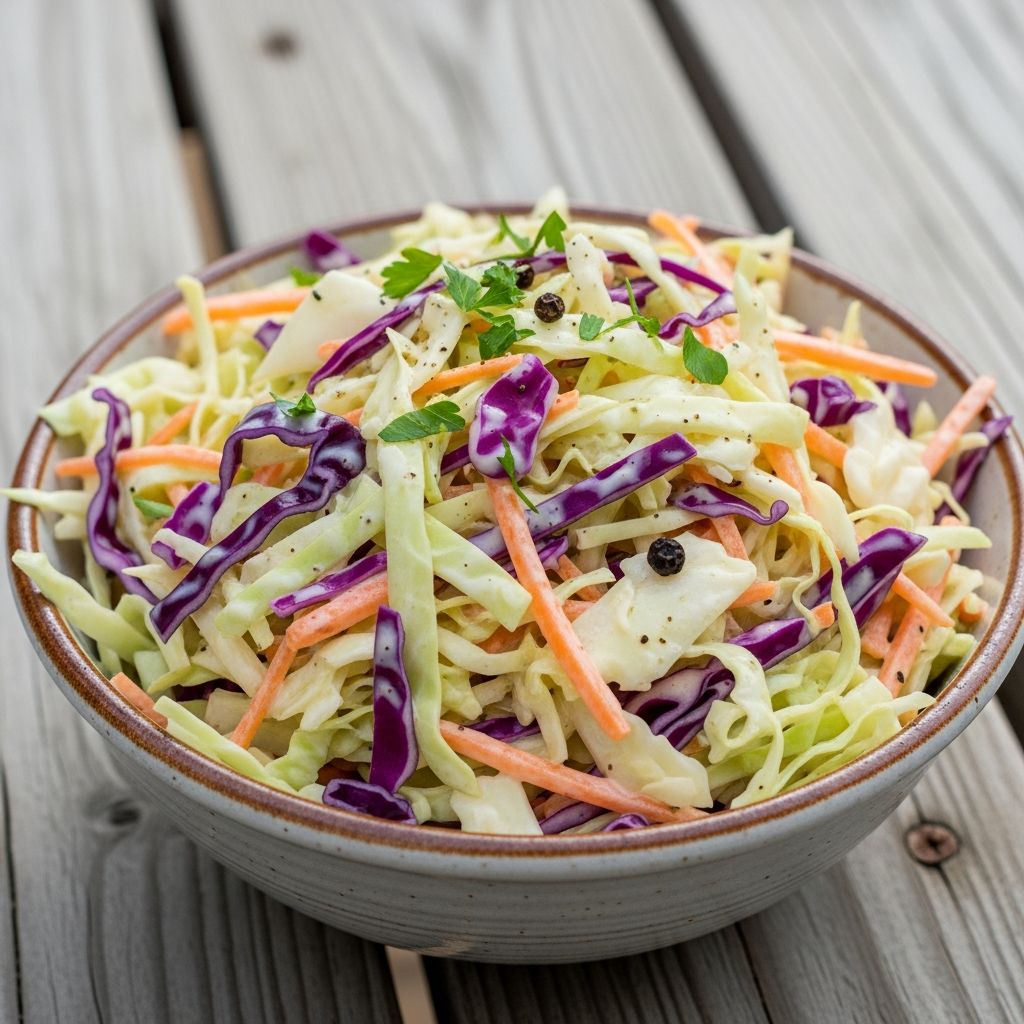 Discover the secrets to making irresistibly creamy coleslaw with crisp veggies and bold flavor—a staple for every gathering.