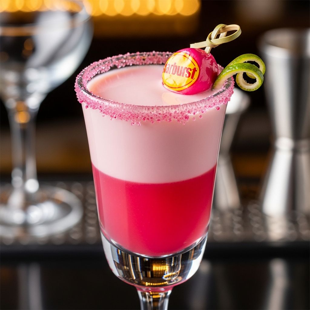 Turn your next party into a playful celebration with this candy-inspired, vibrant, and easy-to-prepare Pink Starburst Shot.