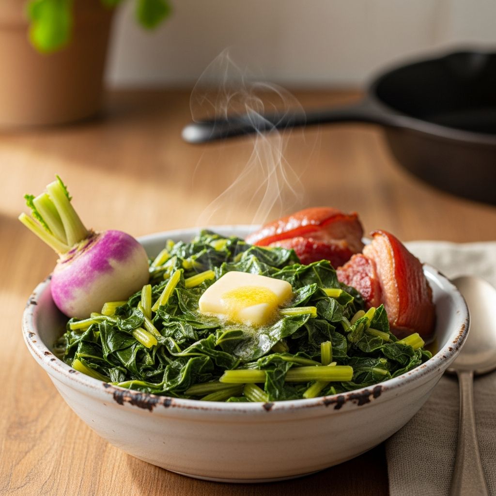 Master the art of preparing flavorful, tender turnip greens with this easy, quick Southern recipe ideal for busy weeknights.