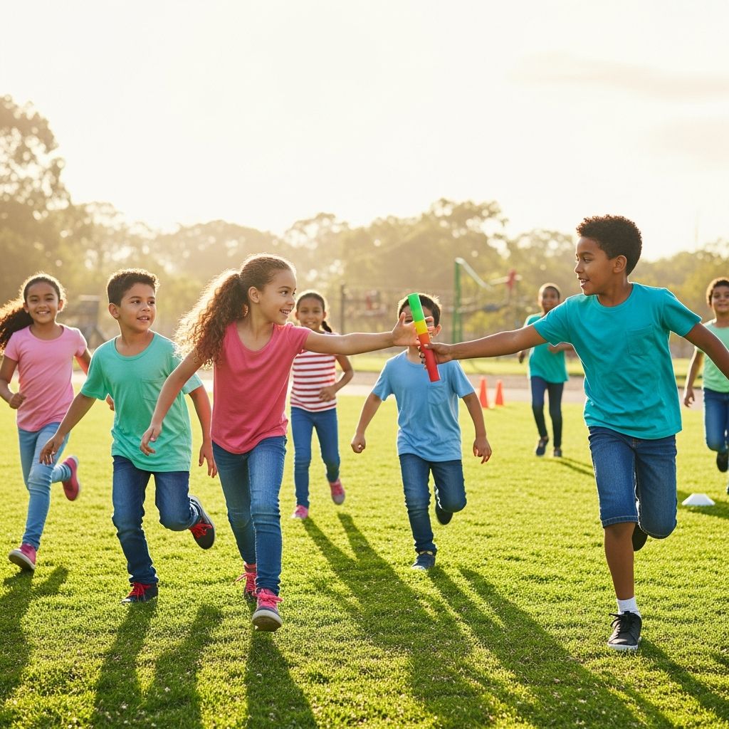 The Ultimate Guide to Relay Races for Kids: Fun, Active Game Ideas Get kids moving, collaborating, and laughing with this comprehensive collection of creative indoor and outdoor relay races.